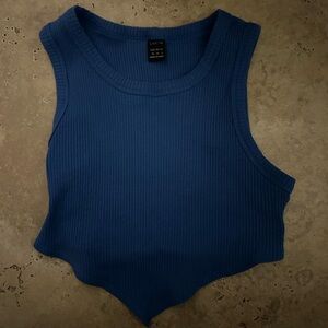 SHEIN Blue Ribbed Crop Top